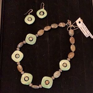 Agate, jasper & turquoise necklace & earrings set